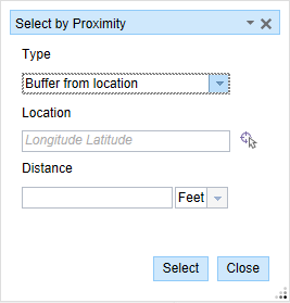 Select by Proximity: Buffer from location Select by Proximity: Buffer from location
